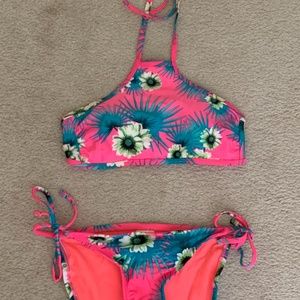 Bright pink floral bikini